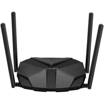 Stalinis maršrutizatorius MERCUSYS MR85X AX3000 dviejų juostų Wi‑Fi 6, 3000 Mbps, 4 antenos, 3 Gigabit LAN prievadai, juodas