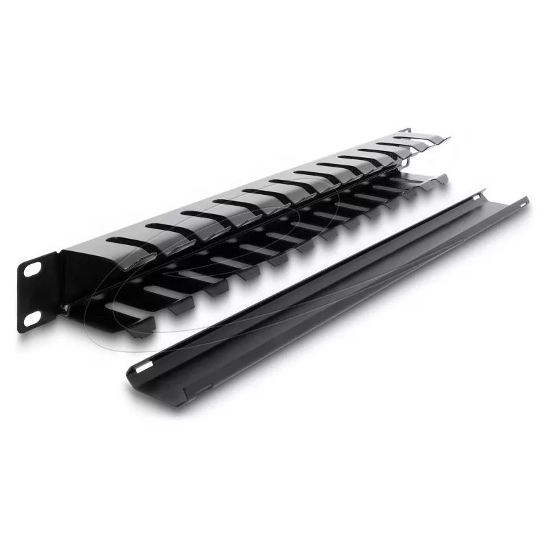 Delock 67628 19" kabelių tvarkymo panelė su šepetėliu, 1U, juoda