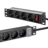 Qoltec aliumininis PDU 10'' RACK | 1U | 16A | 4xFRENCH | 1,8m