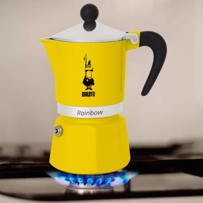 Bialetti Rainbow Black Yellow kavinukas vienam puodeliui