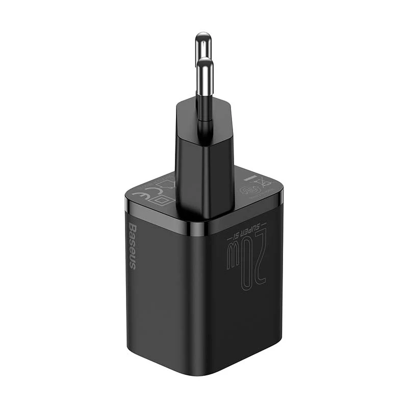Baseus Super Si Greitasis Įkroviklis 1C 20W su USB-C į Lightning laidu 1m (juodas)