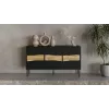 Komoda cama meble INSERTO 3D 143.5×40×80 cm juoda su LED, medžio drožlių plokštė, 16 mm rėmas