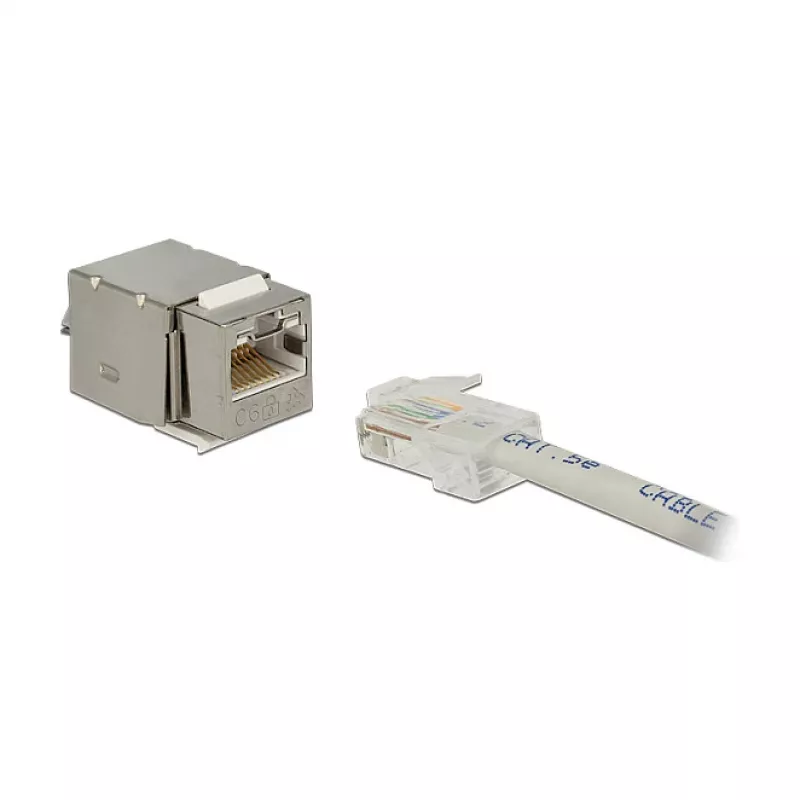 Keystone modulis DELOCK 86404 — RJ-45 sidabrinis, 38,5×22,3×17,3 mm