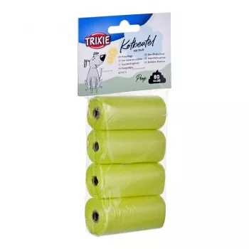 Šunų išmatų maišeliai Trixie Lemon Scented M – 4 ritinėliai po 20 vnt. (80 maišelių), geltoni plastikiniai