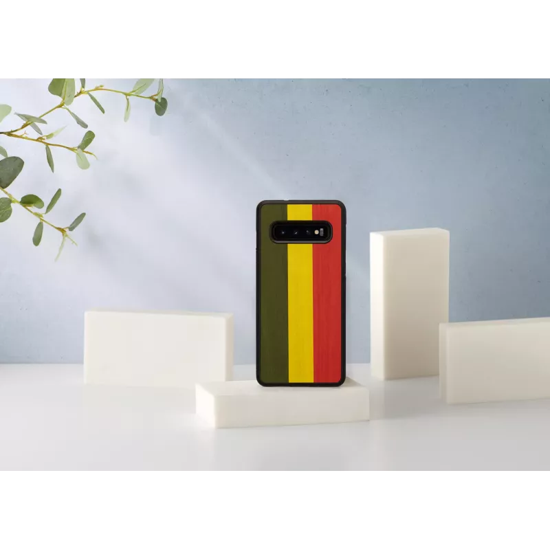 Dėklas iš medžio ir polikarbonato Samsung Galaxy S10 – reggae juoda apsauginė danga