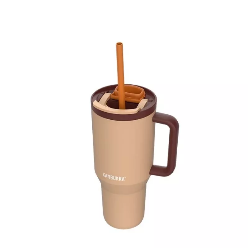 Terminis puodelis su teleskopiniu šiaudeliu Kambukka Rio Tumbler 950ml Almond Dream