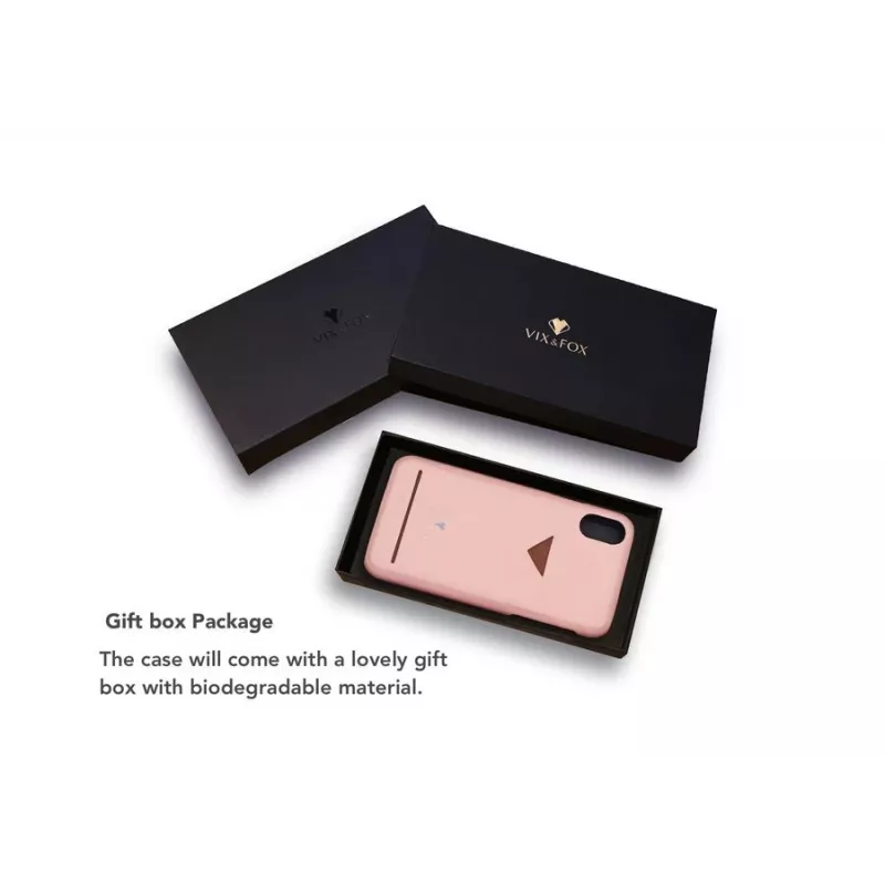 VixFox Card Slot Back Shell apsauginis dėklas iPhone X/XS – rožinis su kortelių kišene