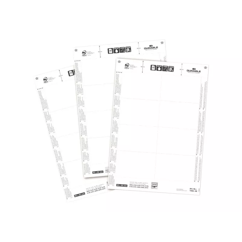 Įdėklai ženkliukams Durable 1456-02 60x90 mm Balti