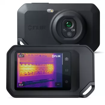 Termovizijos kamera FLIR C8, 320×240 pikselių šiluminis jutiklis, 3,5 colio LCD jutiklinis ekranas, -20–450 °C, IP54, USB-C, 5 MP matomo vaizdo kamera