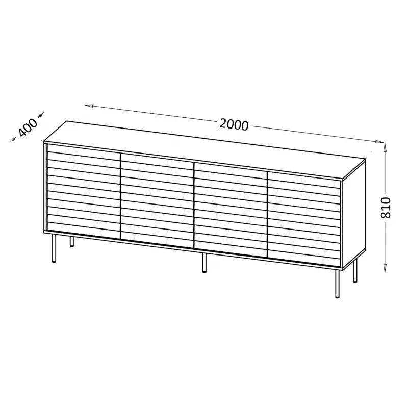 Komoda Cama 4D CORTINA 2000×400×810 mm juoda