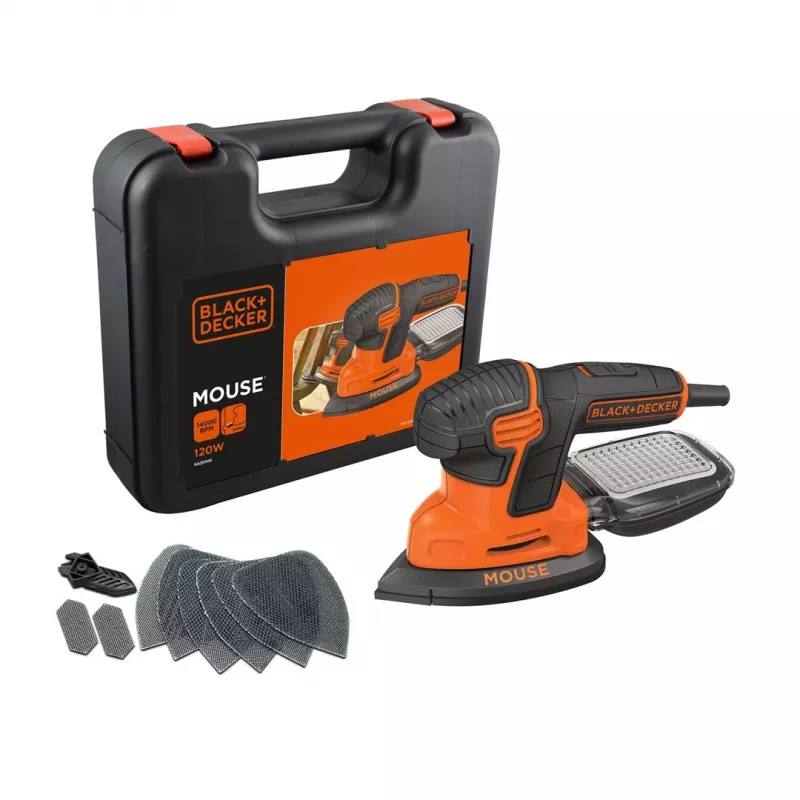 Šlifuoklis Black & Decker KA2500K-QS, 120 W, 2 mm orbita, 135×95 mm lapas, 230 V, 2 m laidas
