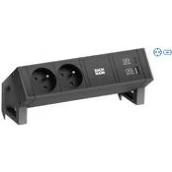 Bachmann DESK2 2xCEE7/3 1xUSB A&C 22W 0,2m GST18 RAL9005 1 (902.962)