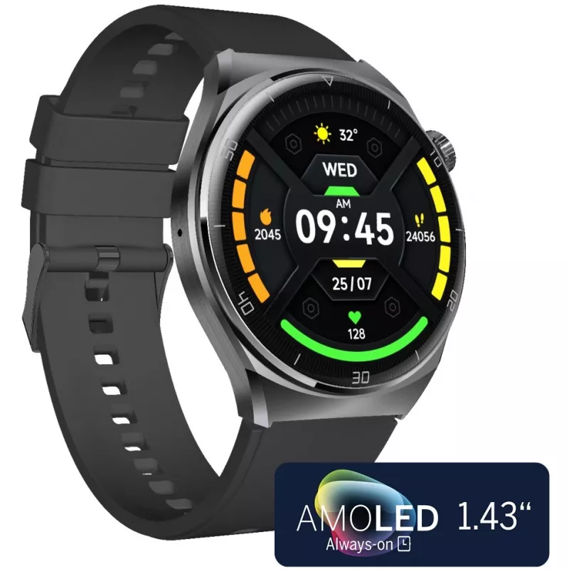 Išmanusis laikrodis Beafon 401 AMOLED sidabrinis juodas