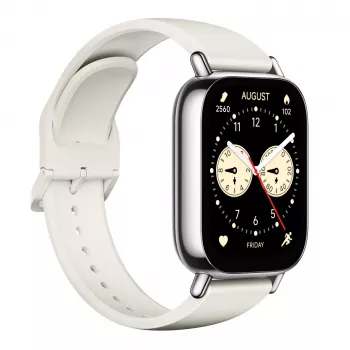 Išmanusis laikrodis Xiaomi Redmi Watch 5 Lite — 1,96 colio AMOLED ekranas, GPS, 470 mAh baterija, auksinis korpusas, baltas TPU dirželis