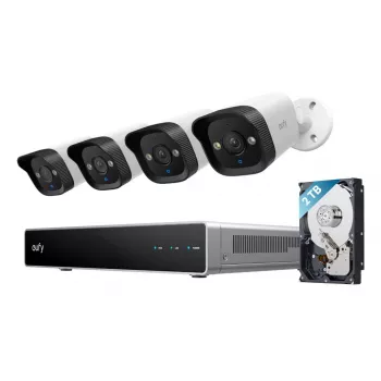 NVR vaizdo registratorius Eufy E40 — 8 kanalų 4K įvestis, 2 TB kietasis diskas (išplečiamas iki 16 TB), juoda/pilka/balta
