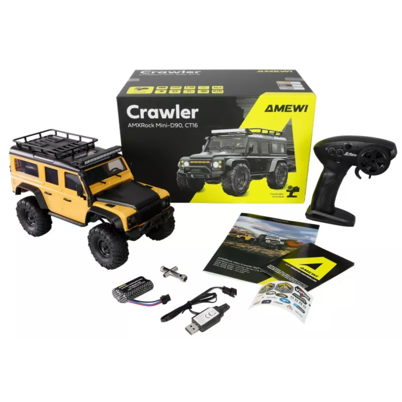 RC visureigis Amewi Mini‑D90 4WD 1:16 RTR nuotoliniu valdymu modelis, 4 ratų pavara, 1:16 mastelis