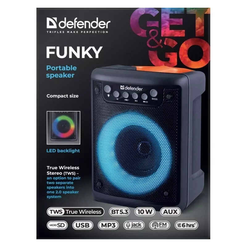 Belaidis garsiakalbis DEFENDER FUNKY 10W, 65053