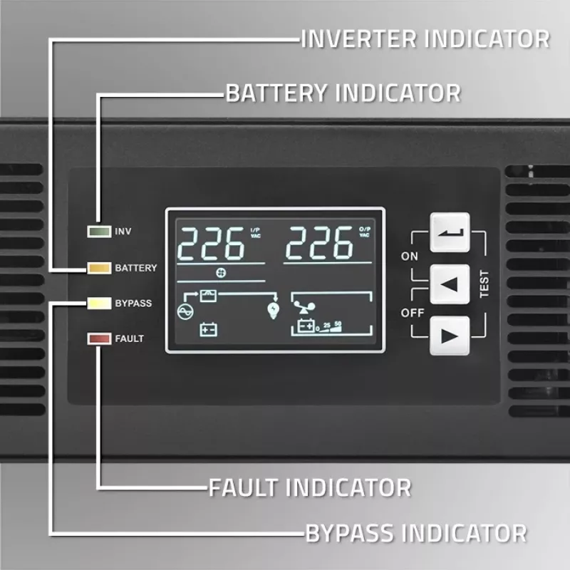 Qoltec nepertraukiamo maitinimo šaltinis UPS RACK 3kVA 3000W dvigubo keitimo on-line LCD EPO USB