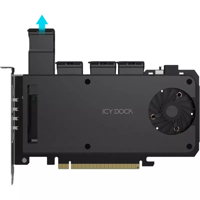 Adapterinė kortelė 4 x M.2 NVMe SSD kietųjų diskų dėžė, icy dock MB204MP-B