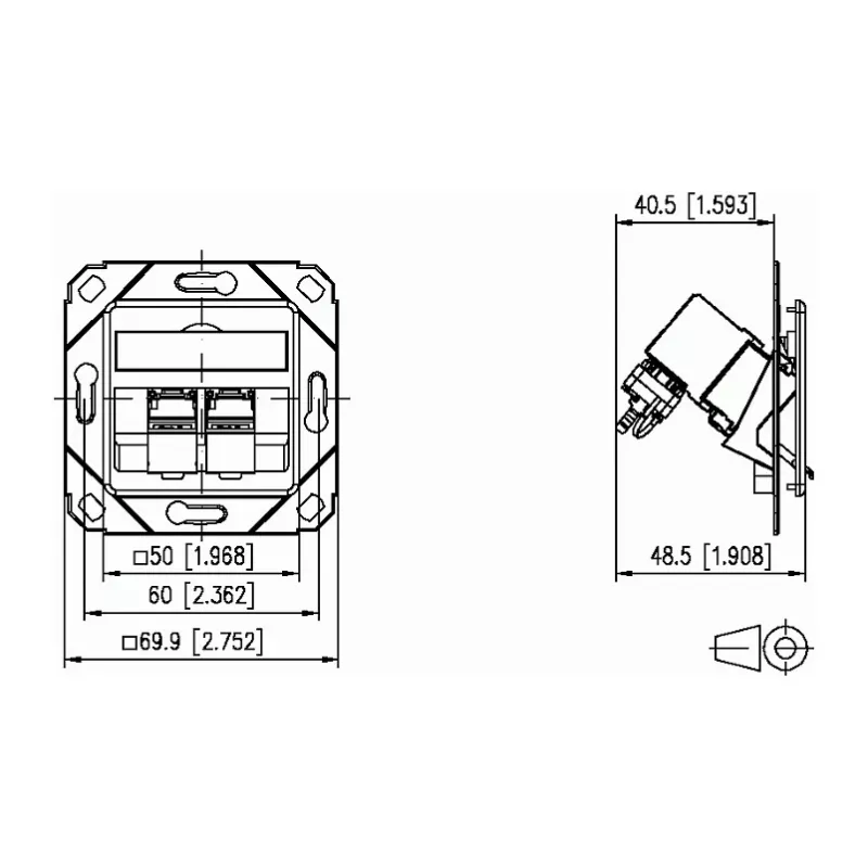 METZ CONNECT 130B12D21102-E – RJ-45 lizdas 6a kategorija – baltas – ABS ir cinkas