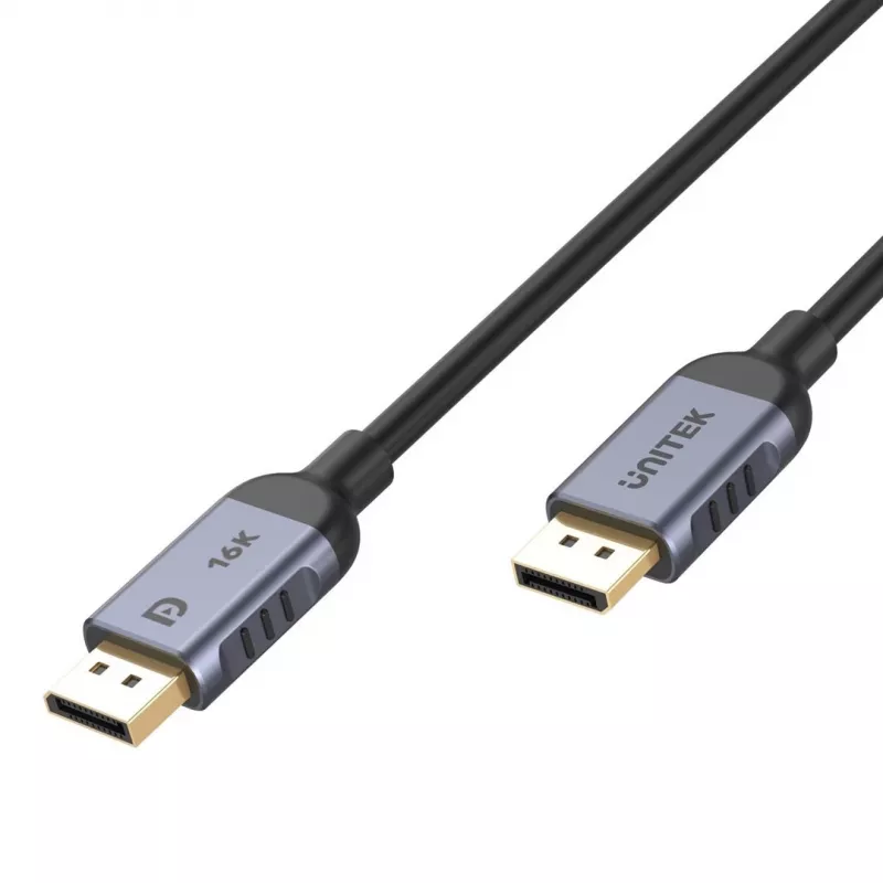 DisplayPort kabelis Unitek C1626GY01-1.5M — 1,5 m, DisplayPort 2.1, Kištukas-Kištukas, 360 Hz, 15360×8640, Pilka