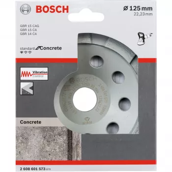 Deimantinis puodelinis šlifavimo ratas Bosch 2608601573 125 mm skersmens, 22,23 mm anga betonui
