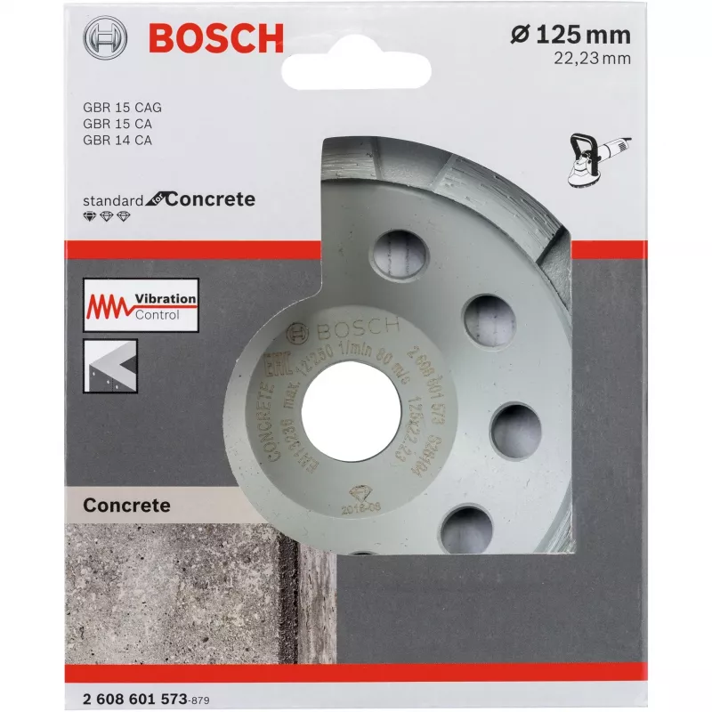 Deimantinis puodelinis šlifavimo ratas Bosch 2608601573 125 mm skersmens, 22,23 mm anga betonui