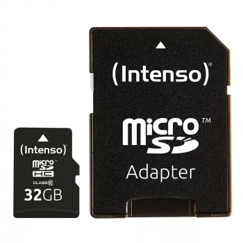 INTENSO atminties kortelė MICRO SDHC 32GB C10 su adapteriu 3413480