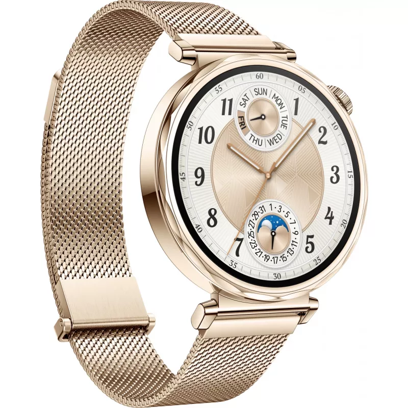 Išmanusis laikrodis HUAWEI WATCH GT5 41 mm – 1,32 colio AMOLED ekranas, 466×466, 323 mAh, nerūdijančio plieno korpusas, auksinė apyrankė