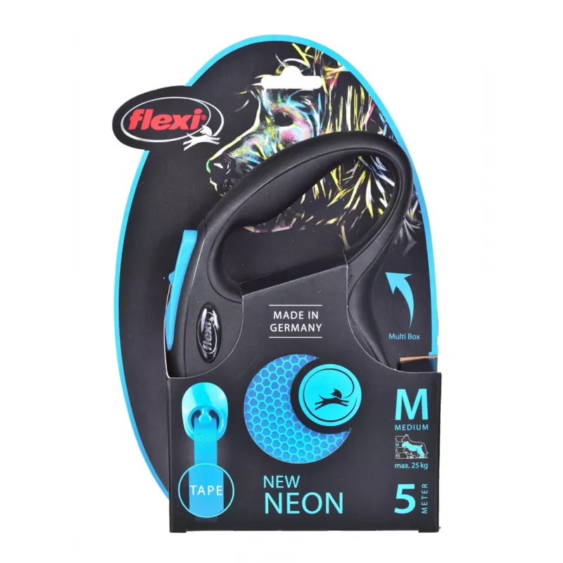 FLEXI New Neon M - atsukamas pavadėlis - 5 m