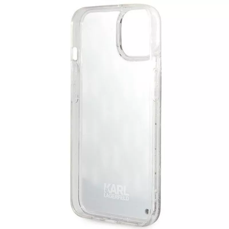 Karl Lagerfeld KLHCP14MLMNMK kietas dėklas, skirtas iPhone 14 Plus 6,7 inch, juodas/juodas Liquid Glitter Monogram