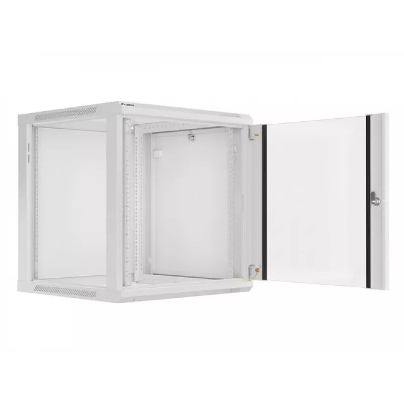 Lanberg sieninis montažinis stovo spintos korpusas 19'' 12U 600x600mm pilkas (stiklinės durys)