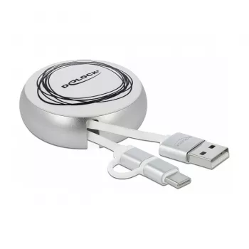 Įtraukiamas laidas DeLOCK USB 2.0 2 in 1 Type-A į Micro-B ir USB-C™