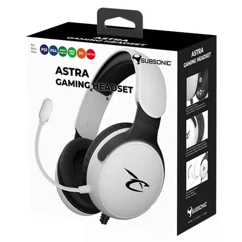 Subsonic Astra žaidimų ausinės balta/juoda SA5683-1