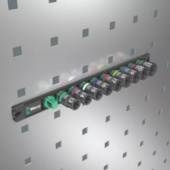 Wera 1/2 colio magnetinė juosta 9 dalių antveržtuvų lizdų rinkinys
