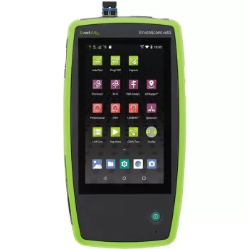 Tinklo tikrinimo prietaisas Fluke Networks EtherScope nXG EXG-300 – triju juostų Wi‑Fi (2.4/5/6 GHz), RJ-45, USB-A/C, su baterija, 5 colių LCD
