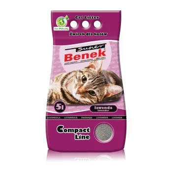 Super Benek Certech Super Benek Compact Lavender kačių kraikas 5 L – bentonitinis, greitai sugeriantis, nebarstantis