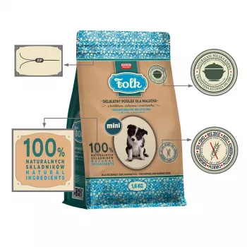 FOLK Junior Small breeds Gentle meal for puppy with rabbit, veal and carrot - sausas šunų ėdalas šuniukams - 1,6 kg