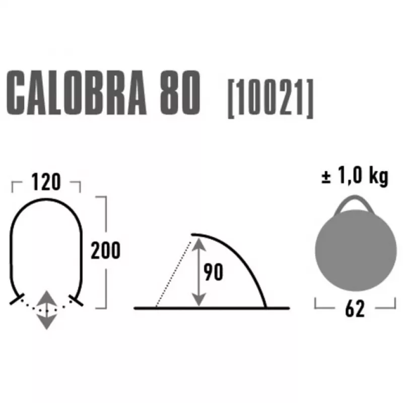 Palapinė High Peak Calobra 80 – pilka, 2000×1200×900 mm, poliesterio grindys, stiklo pluošto strypai