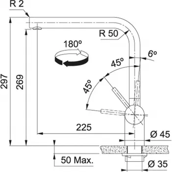 Baterija virtuvinė FRANKE Atlas Neo Swivel Side HP SS Version
