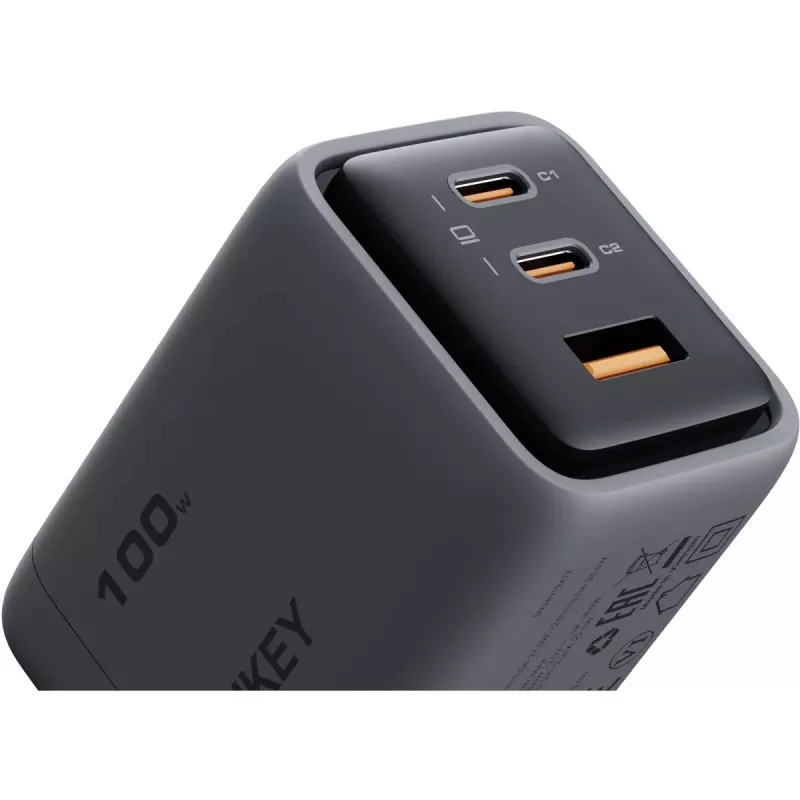 Comet Mix 3 sieninis įkroviklis PA-C5 3xUSB (2xUSB-C ir 1xUSB-A) 100W 5A QC5.0 PD3.0 AFC PPS FCP SCP