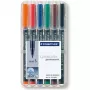 Permanentiniai markerių rinkinys Staedtler 313 WP6 – 6 spalvos (juoda, mėlyna, ruda, žalia, oranžinė, raudona)