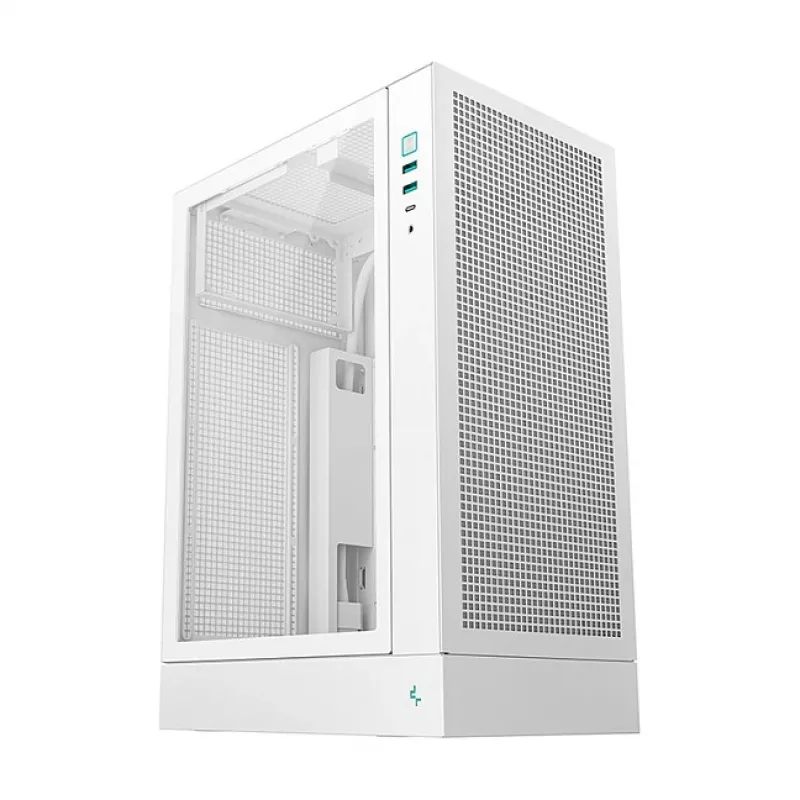 DeepCool CH170 PLUS WH Midi Tower kompiuterio dėžė, Micro ATX, be maitinimo bloko, 4 plėtimo lizdai, balta