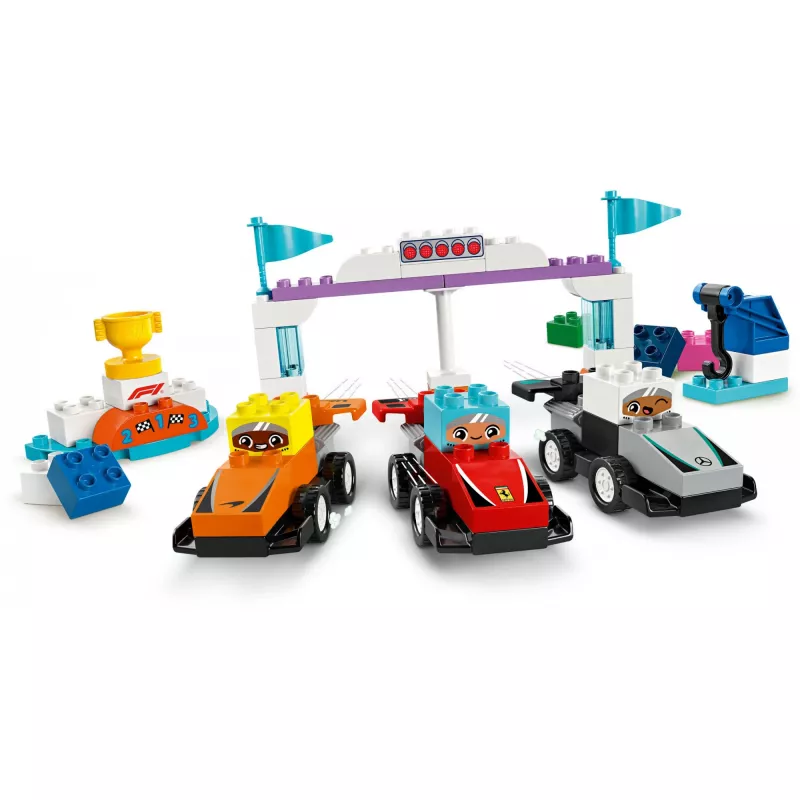 LEGO DUPLO 10445 F1 lenktynių automobiliai ir vairuotojai