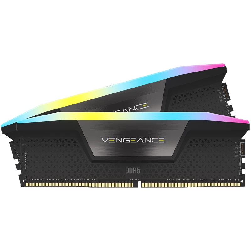 64 GB DDR5-5600 (2x 32 GB) dviejų modulių rinkinys, juoda, Vengeance RGB, INTEL XMP