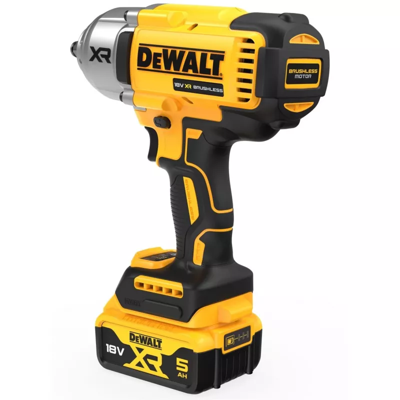 DeWALT DCF900P2T-QW 1/2 colio smūginis veržliaraktis bešepetėliu varikliu 18 V, 1898 N·m, 5 Ah baterija, 2 baterijos, įkroviklis, dėklas