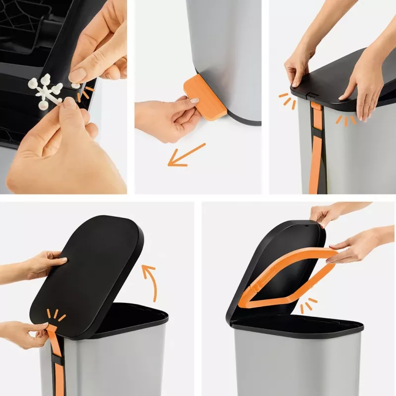 ROTHO Ribo Silver - šiukšliadėžė su pedalais – 35 l