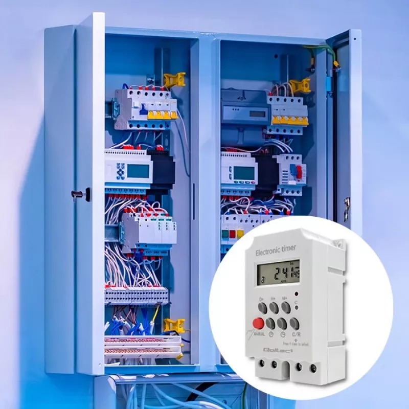 DIN bėgelio elektroninis laikmatis QOLTEC PC0629 — 24V maitinimas, 16A išėjimas
