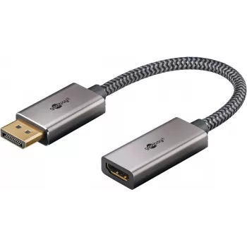 Plus DisplayPort į HDMI adapterio laidas, 8K @ 60Hz (pilka, 20 cm, 32 Gbit/s)