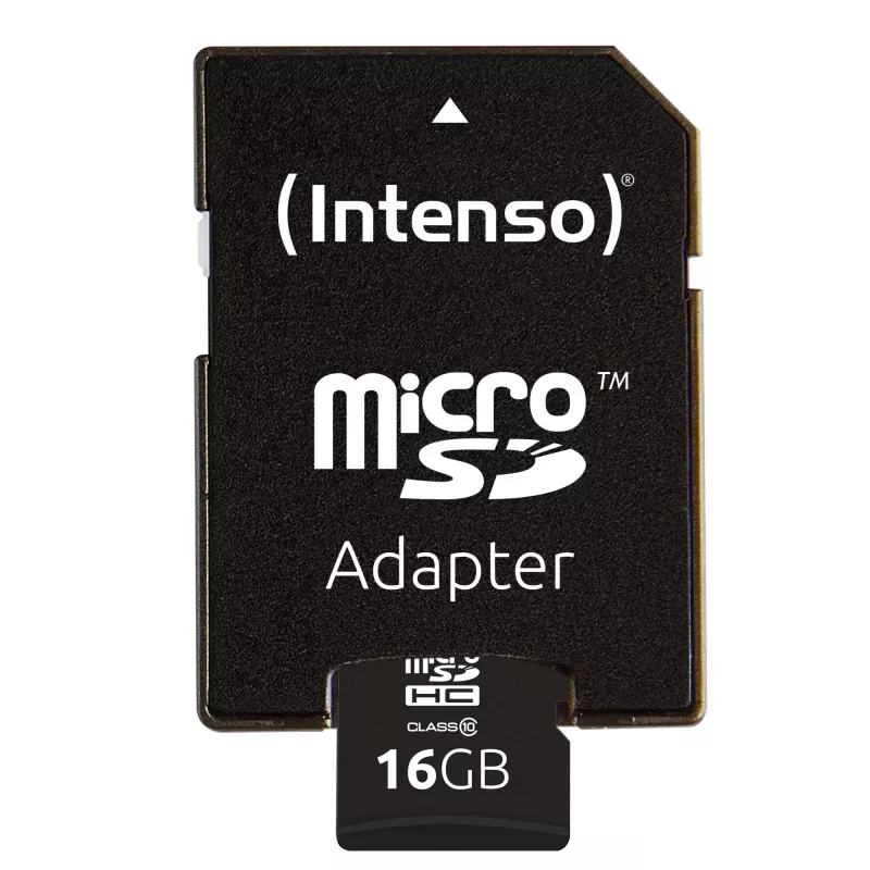 INTENSO atminties kortelė Micro SDHC 16GB Class 10 su adapteriu 3413470